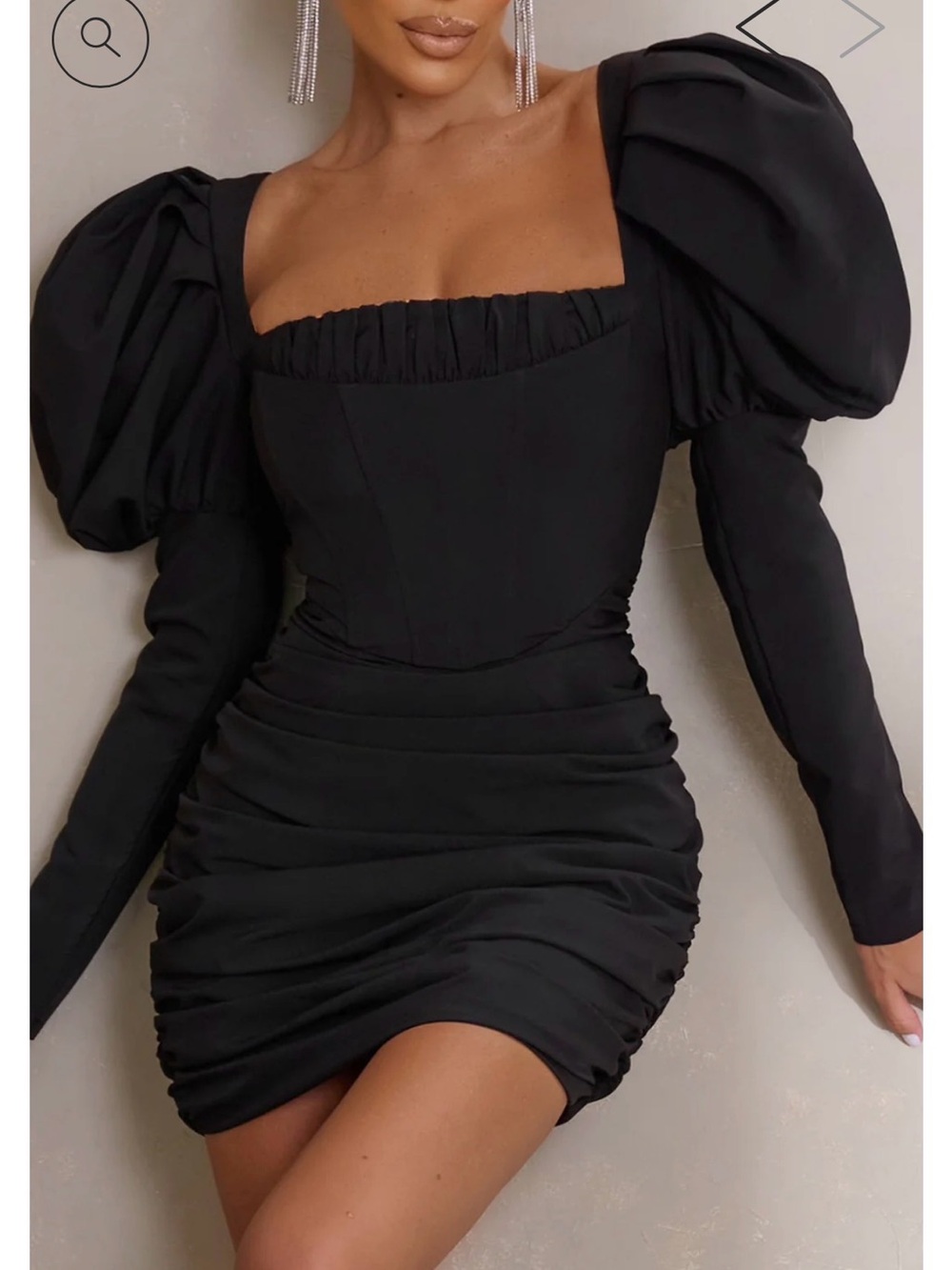 Club L London Black Puff Sleeve Mini Dress